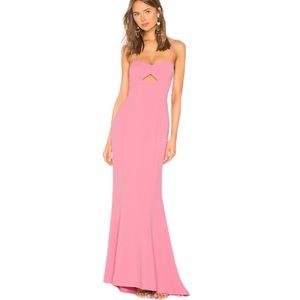 Lovers + Friends Revolve Bethany Pink Cutout Asymmetrical Bodycon Maxi Gown - M